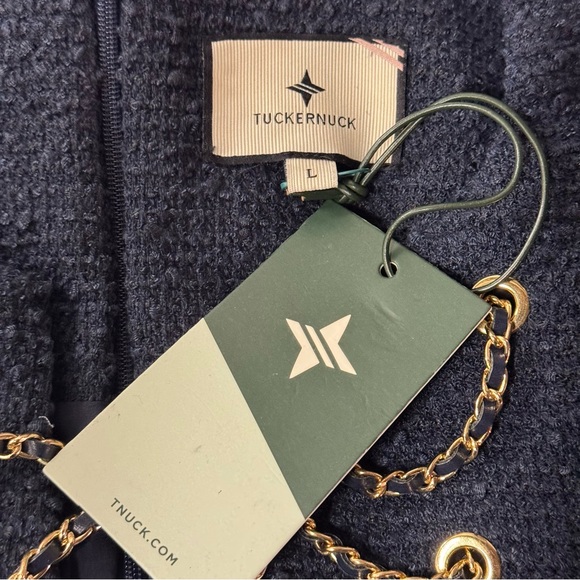 Tuckernuck | NEW Navy Tie Tweed Kelly Notched Neckline Mini Dress Size L - Picture 10 of 11